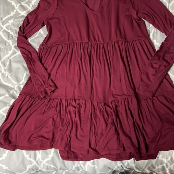 size large Byron Bay cranberry color tier mini dress - Picture 3 of 4